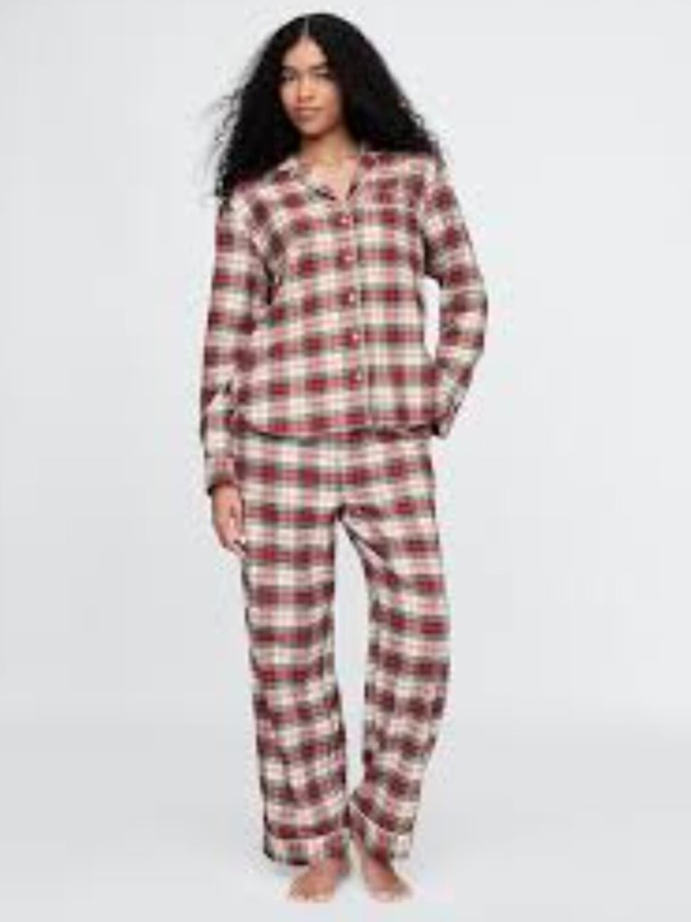 New! GAP Two Piece Flannel PJ Set in Classic Red Tartan | Size Small